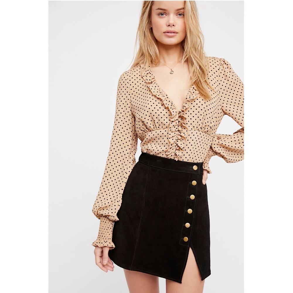 Understated Leather Suede Skirt Free People - Picture 1 of 3